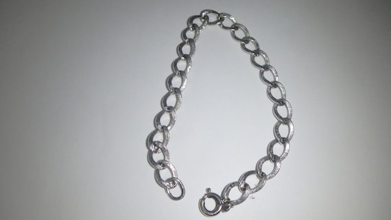 vintage textured sterling silver 925 charm bracel… - image 1