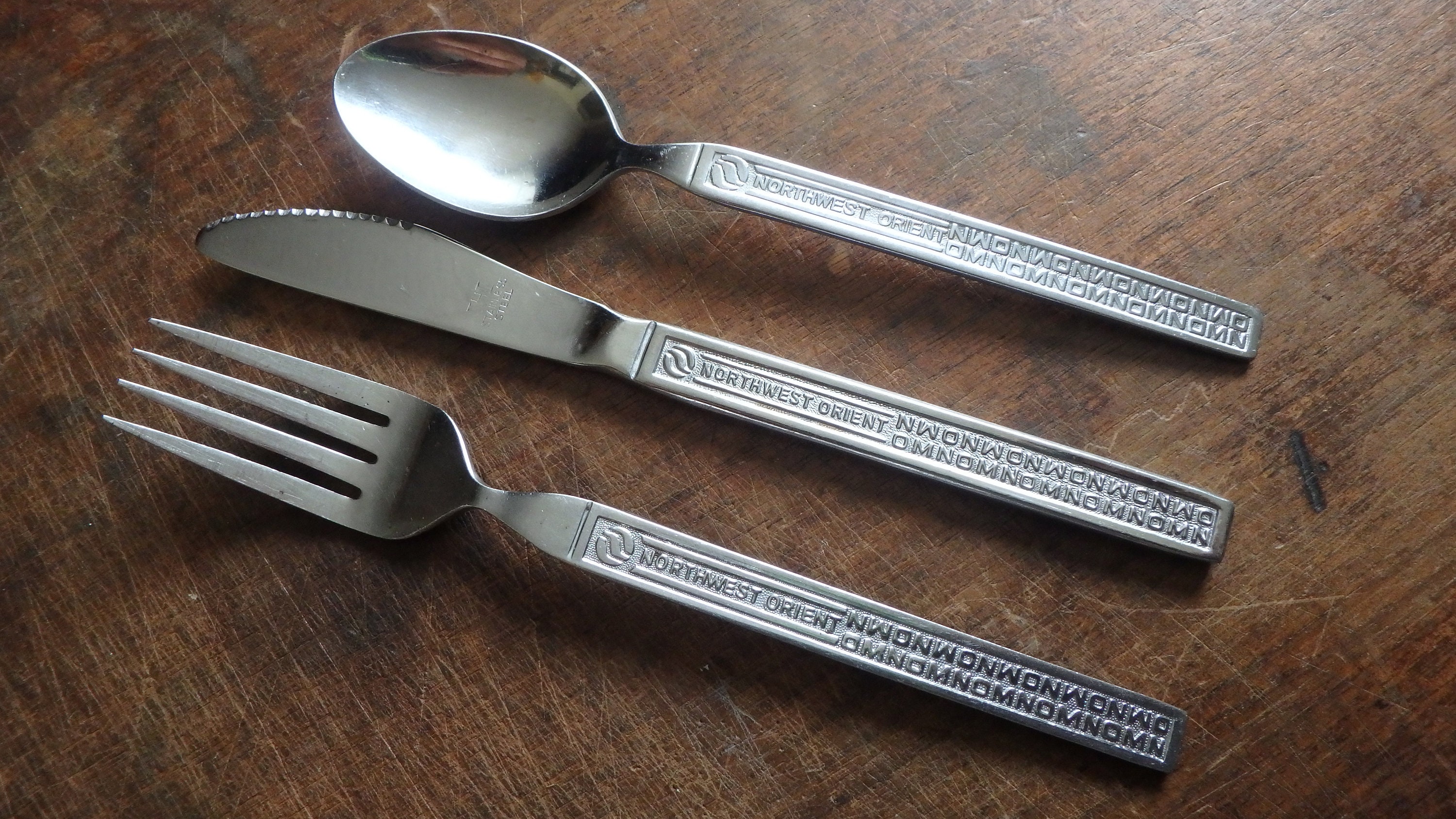 Mid Century Braniff International Airlines Flatware Set Spoon Fork Spread Knife