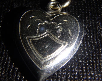 vintage sterling silver puffy heart locket pendant charm