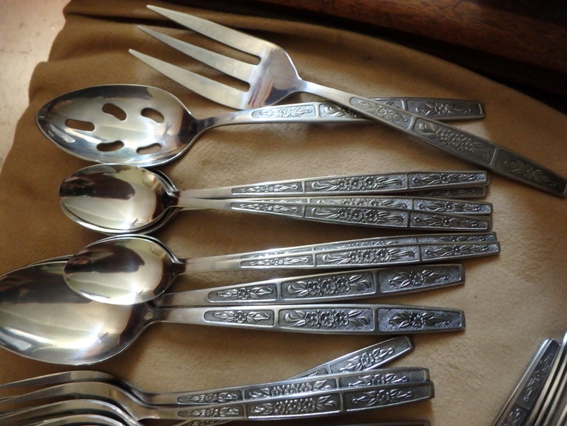 IIC Stainless Korea Flatware Floral Pattern 1960s Your Choice Etsy