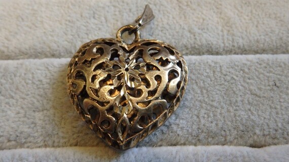 large vintage sterling silver 925 heart swirl  pe… - image 5