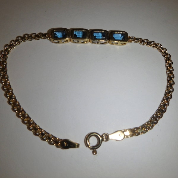 Victoria Townsend bracelet blue topaz gold over sterling bracelet  marked dbj 925 gemstone  7 inch