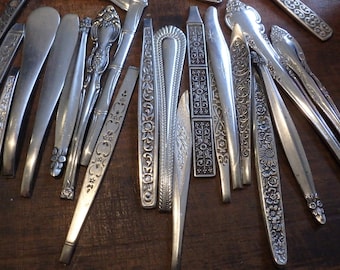 vintage stainless flatware handles for crafting jewelry rings  pendants assorted patterns fancy detailed