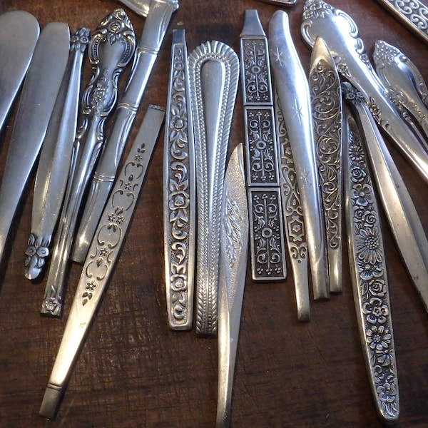 vintage stainless flatware handles for crafting jewelry rings  pendants assorted patterns fancy detailed