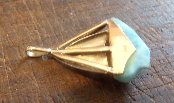 beautiful 14k gold larimar sailboat pendant - image 5