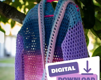 Child's Hooded Cardigan medium, Crochet sweater pattern