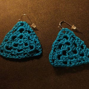 Trinity light weight romantic crochet triangle dangle earrings 7 colors image 6