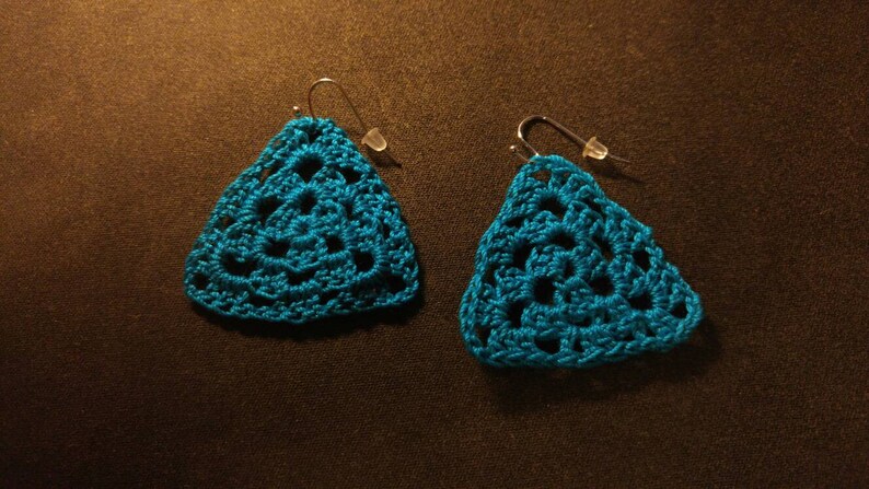 Trinity light weight romantic crochet triangle dangle earrings 7 colors image 6