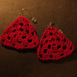 Trinity light weight romantic crochet triangle dangle earrings 7 colors image 5