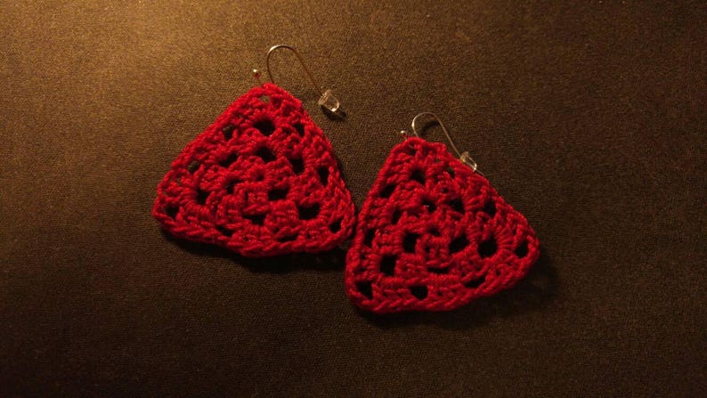 Trinity light weight romantic crochet triangle dangle earrings 7 colors image 5