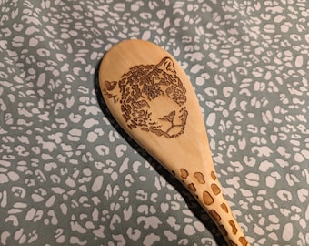 Jaguar Spoon, 12" engraved wood spoon or Animal spoon set