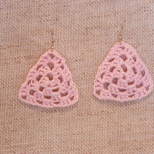 Trinity light weight romantic crochet triangle dangle earrings 7 colors image 3