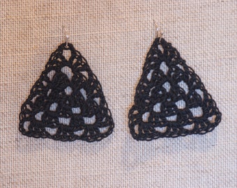 Trinity - light weight romantic crochet triangle dangle earrings 7 colors