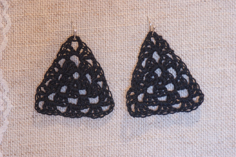 Trinity light weight romantic crochet triangle dangle earrings 7 colors image 1