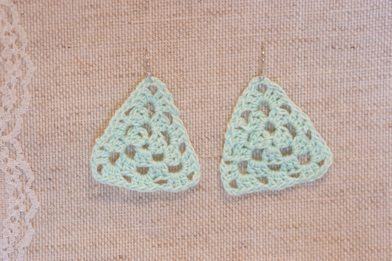 Trinity light weight romantic crochet triangle dangle earrings 7 colors image 4