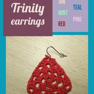 Trinity light weight romantic crochet triangle dangle earrings 7 colors image 2