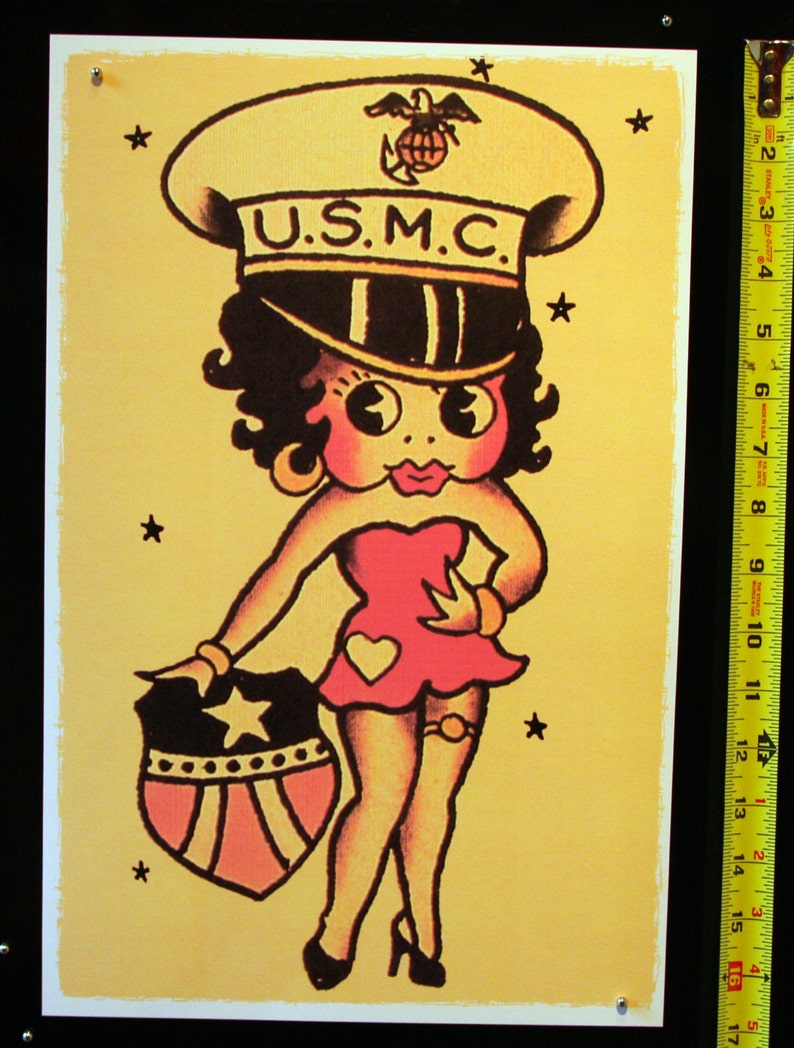 11 x 17 Betty Boop USMC Vintage Sailor Jerry Style Flash | Etsy