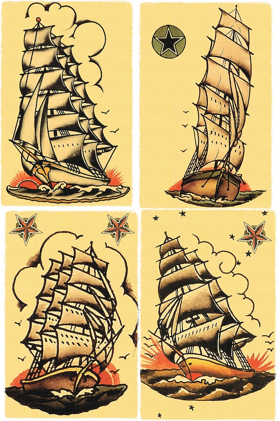 Four 11 X 17 Sailors Grave Ships Salior Jerry Tattoo Style Etsy Four 11 X 17 Sailors Grave Ships Salior Jerry Tattoo Style Etsy