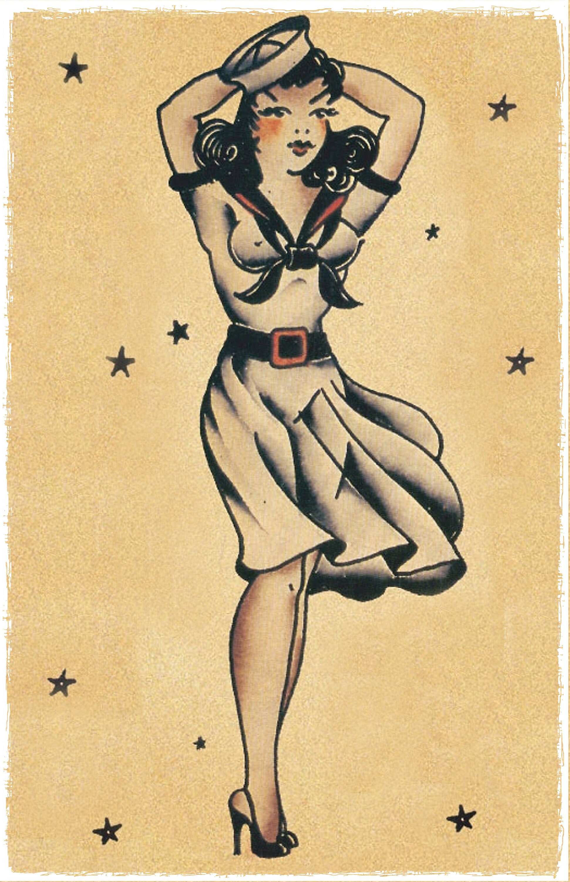 T-SHIRT FEMME SAILOR JERRY - T-shirt femme ancre tattoo Sailor Jerry