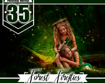 35  Forest firefly overlays, Photoshop overlays, Fairy Lights Overlays, Magical magic effect, backdrop overlays, png file