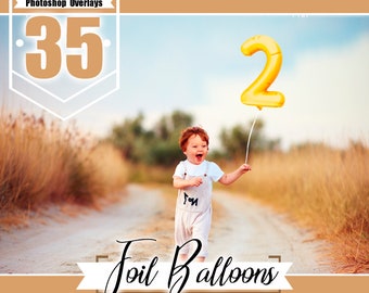 35 Foil number balloons, balloon overlays, golden silver red balloons, digital photo prop Birthday, Digital Backdrop, Holiday, Party