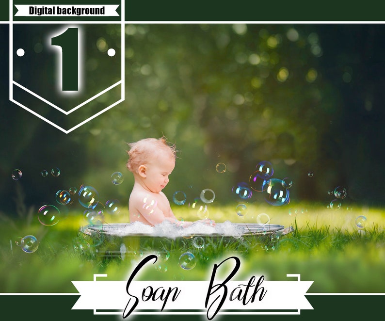 Baby Bath Background Newborn Digital Backdrop Photo Etsy