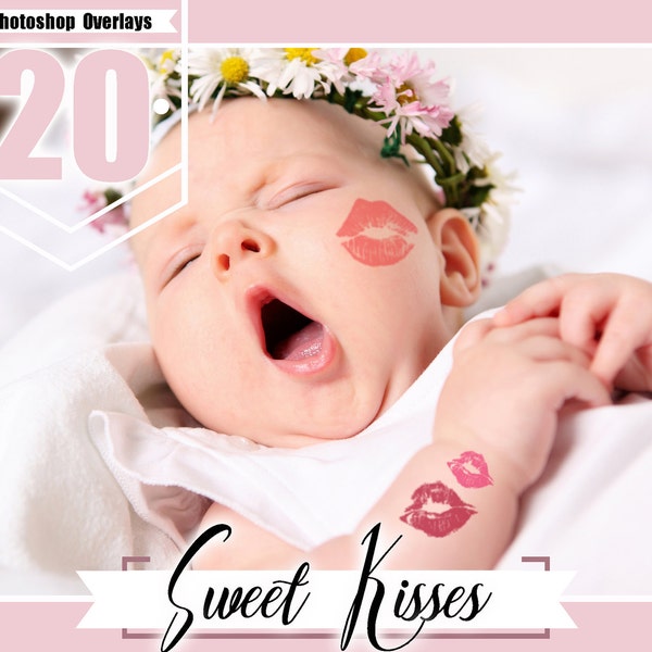 20 Kisses kiss photo overlays, valentines wedding baby girl children romantic photo overlays, lipstick kiss, Photoshop overlay, PNG files