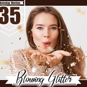 35 Blowing glitter overlays, wedding birthday holiday confetti, photoshop overlays, glitter dust, digital backdrop, photo effect, png file