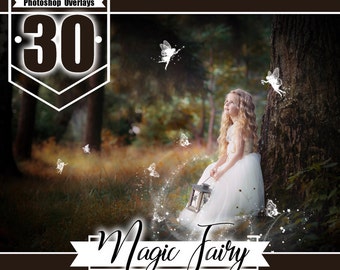 30 fairy magic overlays, fairy dust, fairy tail, fairy wings, light magic effects, pixie dust, Photoshop overlay, PNG files