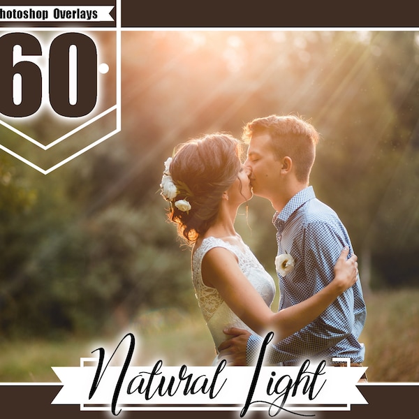 60 superposiciones de luz solar natural, superposición de Photoshop, superposiciones de destellos de lente, rayo de sol, encantador bebé de boda ligero, efecto realista, jpg