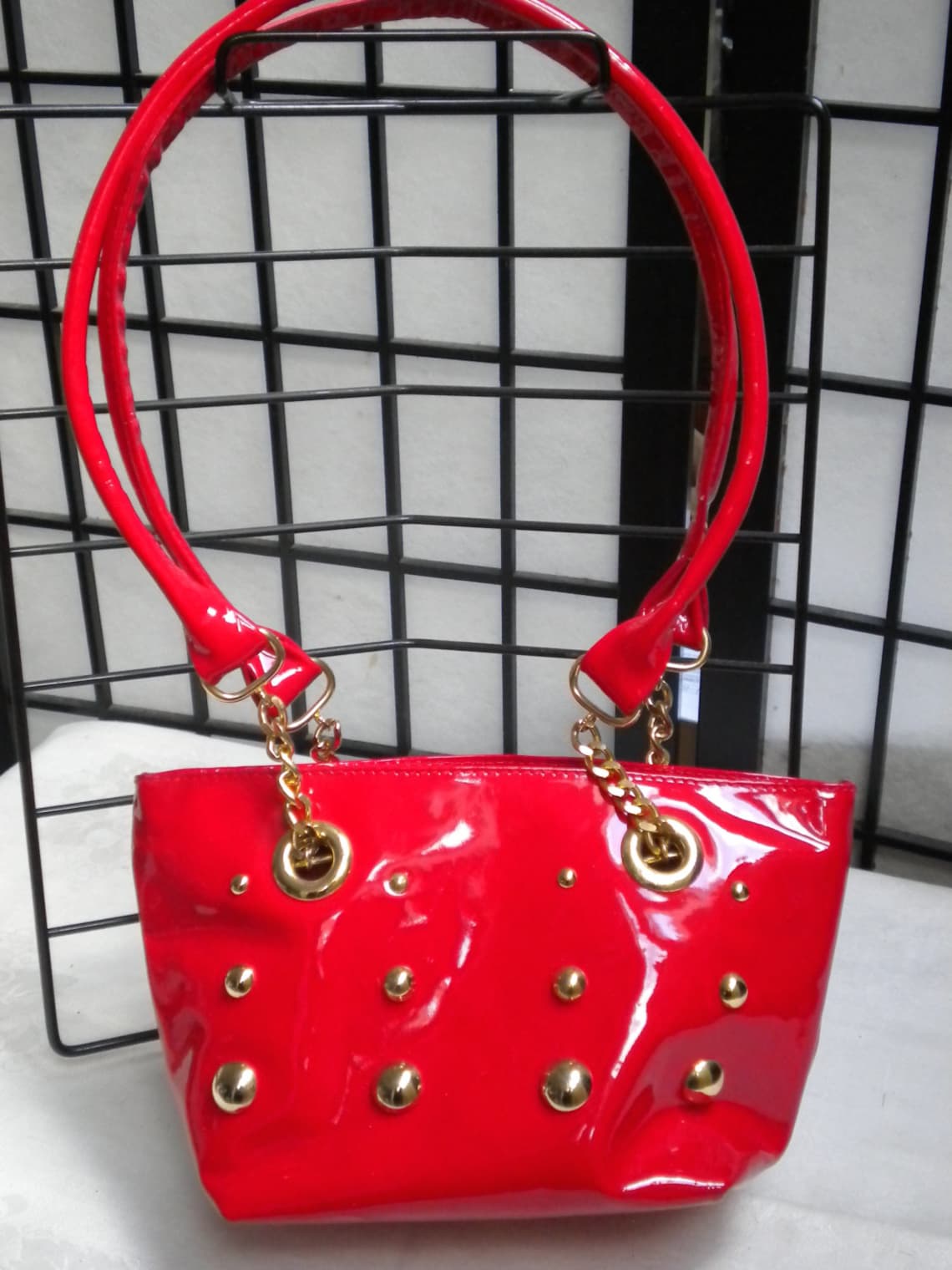 VINTAGE HANDBAG, Italian Vintage Handbag, Red Handbag, Patent Leather