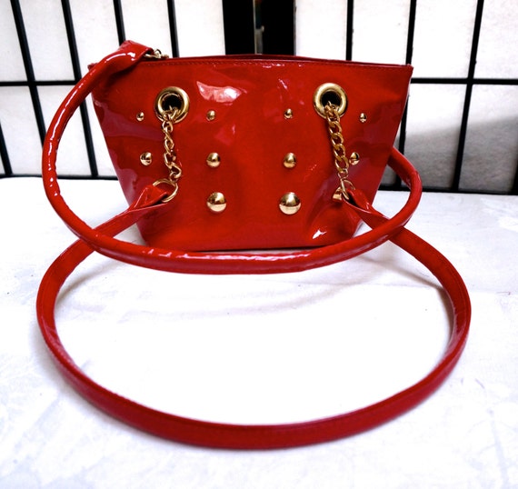 VINTAGE HANDBAG, Italian vintage handbag, Red Han
