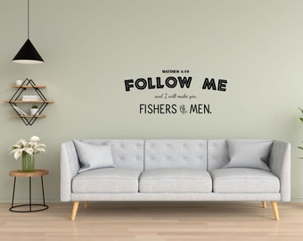 Fishers Of Men Bible - Christian Wall Decal - Matthew 4:19 Decal Art Fishers Of Men Art Fishers Of Men Sign - Bible Verse Decal - Scripture
