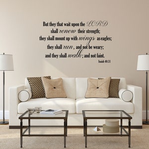 But They That Wait Upon The LORD Bible Verse Wall Art - Christian Home Decor - Living Room Wall Sticker  Inspirational Scripture Vinyl Decal