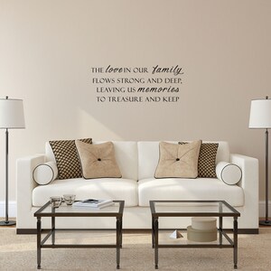 The Love In Our Family Vinyl Wall Decal - Living Room Wall Quote - Family Room Lettering - Love Quote - Family Memory Decal - Motivational