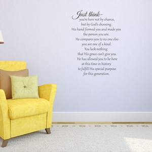 Just Think Vinyl Wall Decal Inspirational Vinyl Lettering Decal Wall Sign You're Not Here By Chance Wall Decal Quote Motivational Decal image 8