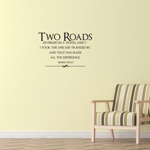 Road Less Travel Wall Decor Travel Quote Decal Robert Frost Quote Decal Robert Frost Art Road Less Traveled Decal Wall Words Sign image 2