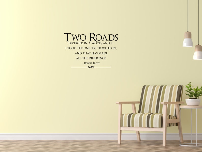 Road Less Travel Wall Decor Travel Quote Decal Robert Frost Quote Decal Robert Frost Art Road Less Traveled Decal Wall Words Sign image 2