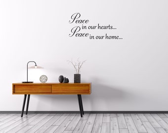 Custom Peace In Our Hearts Wall Decal | Vinyl Quote Art for Home or Office | Peace Sign Design | Inspirational Wall Decor