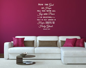 The God Of Hope Fill You With All Joy Christian Motivational Wall Decal Scripture Bible Decor - Religious Wall Quote - Bible Wall Sticker