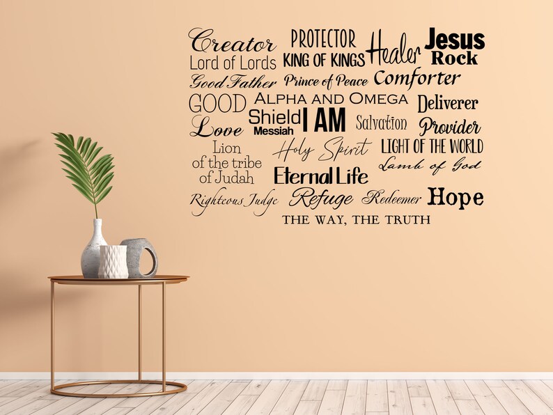 Names Of God Decal Quote And He Shall Be Called I AM Sign Gods Name Sign God Sign Bible Verse Word Of God Scripture Decal Gift image 2