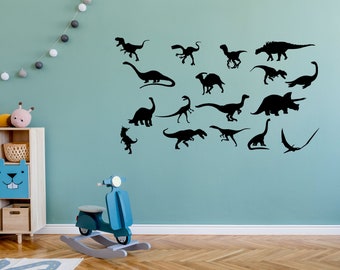 Dinosaur Wall Decals: Peel and Stick Dino Silhouettes, Nursery Decor