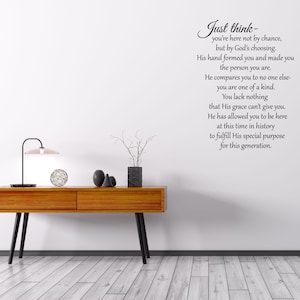 Just Think Vinyl Wall Decal Inspirational Vinyl Lettering Decal Wall Sign You're Not Here By Chance Wall Decal Quote Motivational Decal image 4