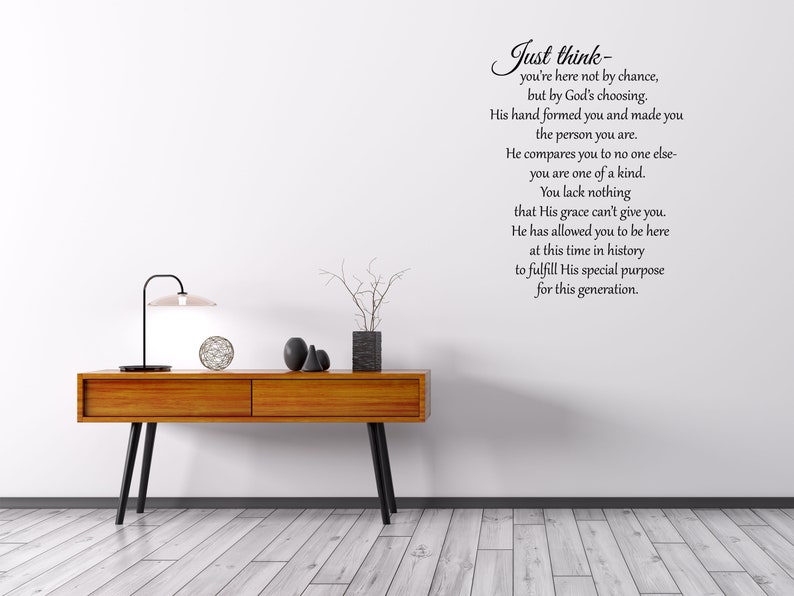 Just Think Vinyl Wall Decal Inspirational Vinyl Lettering Decal Wall Sign You're Not Here By Chance Wall Decal Quote Motivational Decal image 4