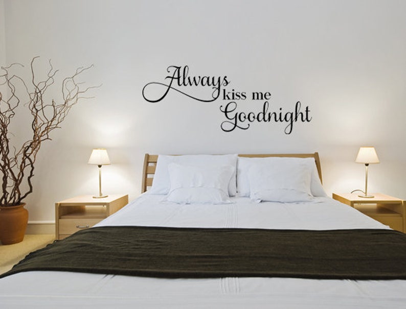always kiss me goodnight wall quote marriage wall decal | etsy
