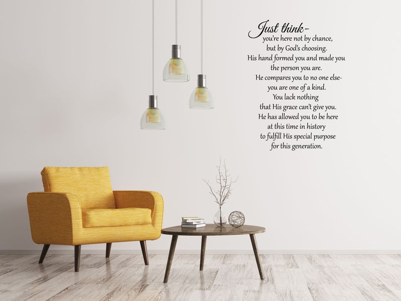 Just Think Vinyl Wall Decal Inspirational Vinyl Lettering Decal Wall Sign You're Not Here By Chance Wall Decal Quote Motivational Decal image 5