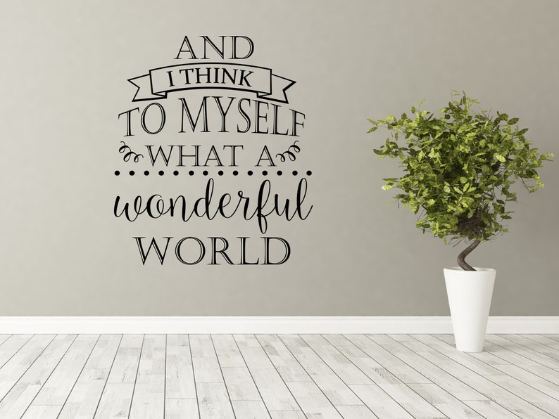 What A Wonderful World Vinyl Wall Decal Living Room Wall Etsy