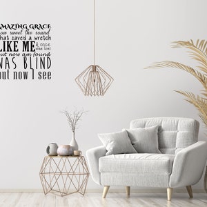 Amazing Grace  How Sweet The Sound That Saved A Wretch Like Me  Christian Wall Decal For Family Room - Baby Nursery - Scripture Wall Quote