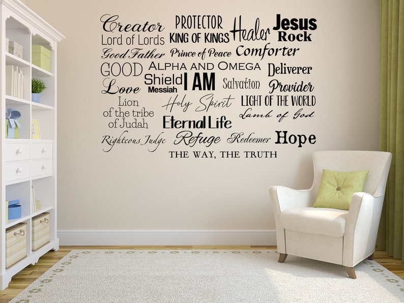 Names Of God Decal Quote And He Shall Be Called I AM Sign Gods Name Sign God Sign Bible Verse Word Of God Scripture Decal Gift image 7