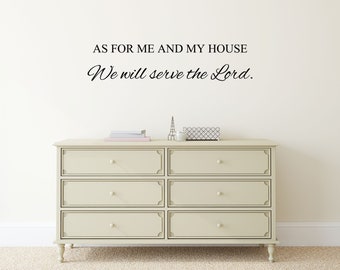 Vinilo decorativo de pared con versículo bíblico: En cuanto a mí y a mi casa, cita de las Escrituras